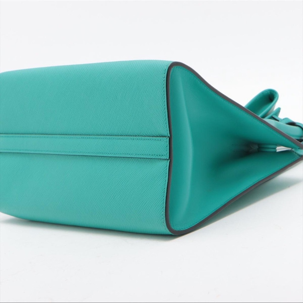 Prada Saffiano Small Monochromatic Shoulder Bag Teal - Picture 3 of 10